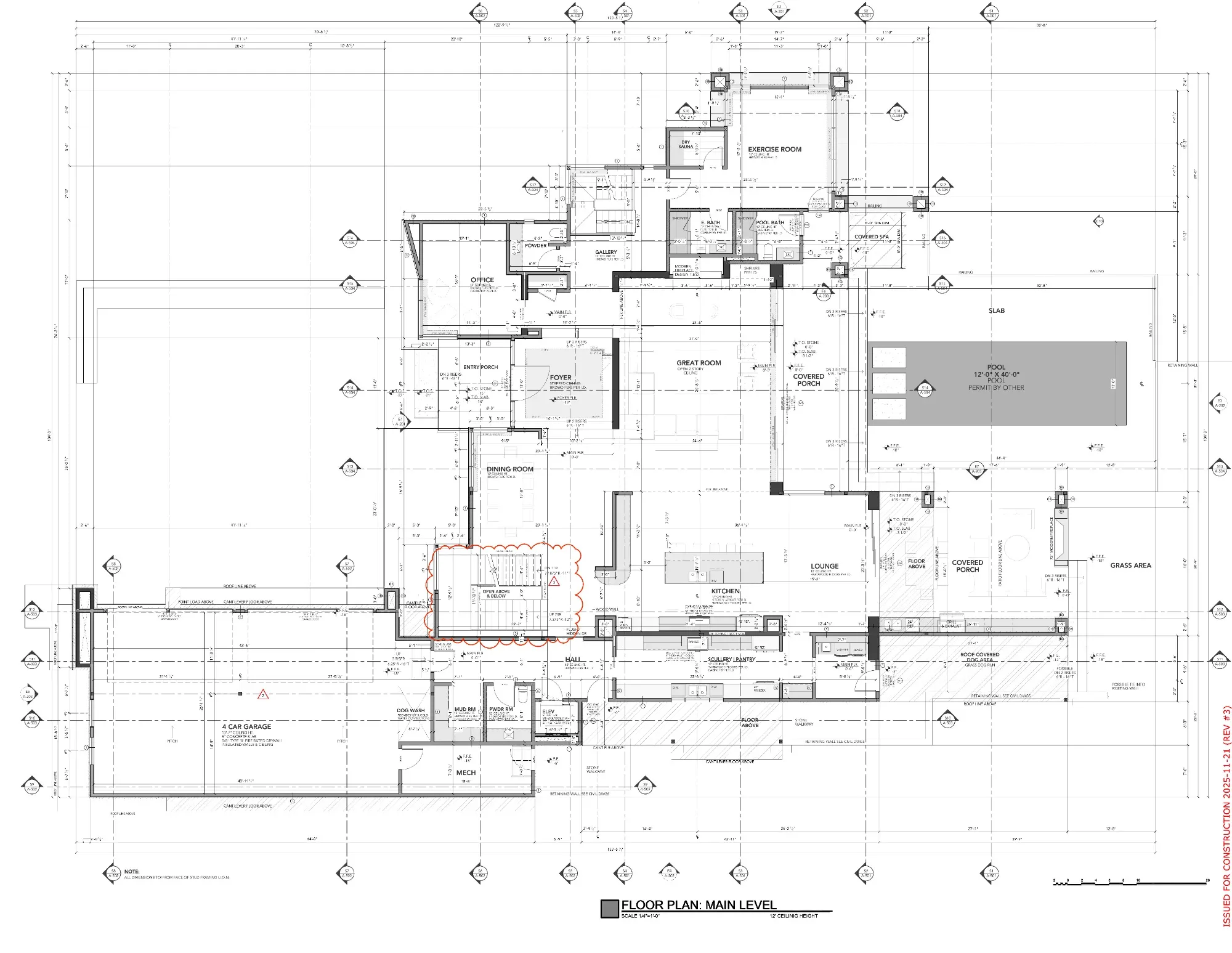 Construction document floor plan by Daniel Allen Designs for a luxury home in Buckhead, Atlanta, Georgia