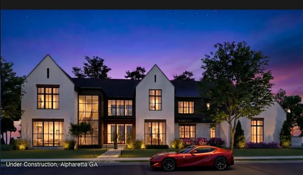 Daniel Allen Designs modern transitional custom home in Alpharetta, Georgia — Mayfield Estates with contemporary facade and mixed materials