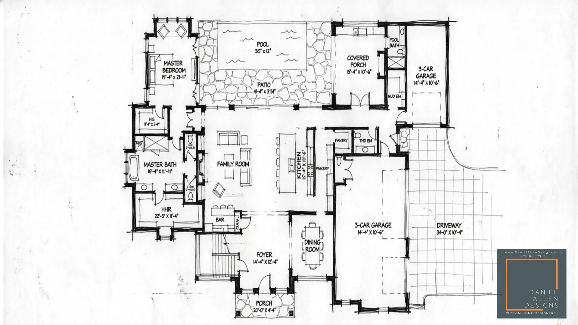 Daniel Allen Designs custom home floor plan — main level — The Buckhead in Buckhead, Georgia