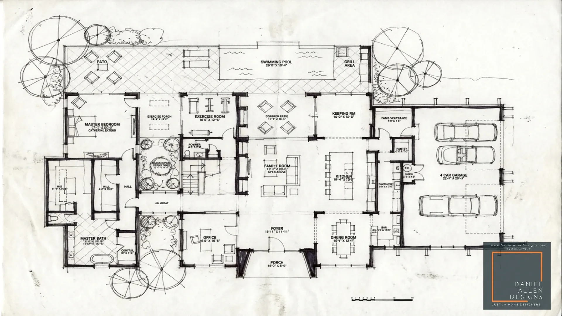 Daniel Allen Designs custom home floor plan — main level — The Chastain in Chastain Park, Georgia