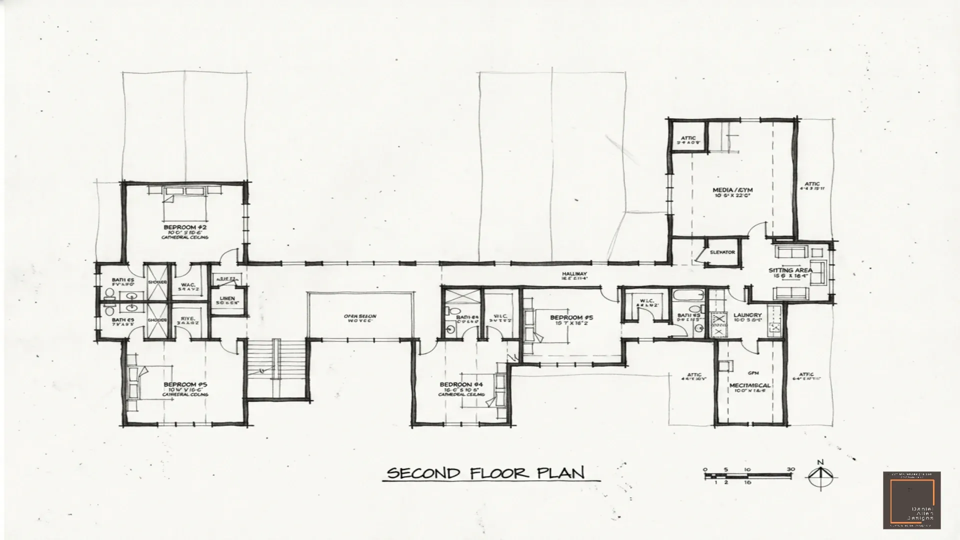 Daniel Allen Designs custom home floor plan — second level — The Milton in Milton, Georgia